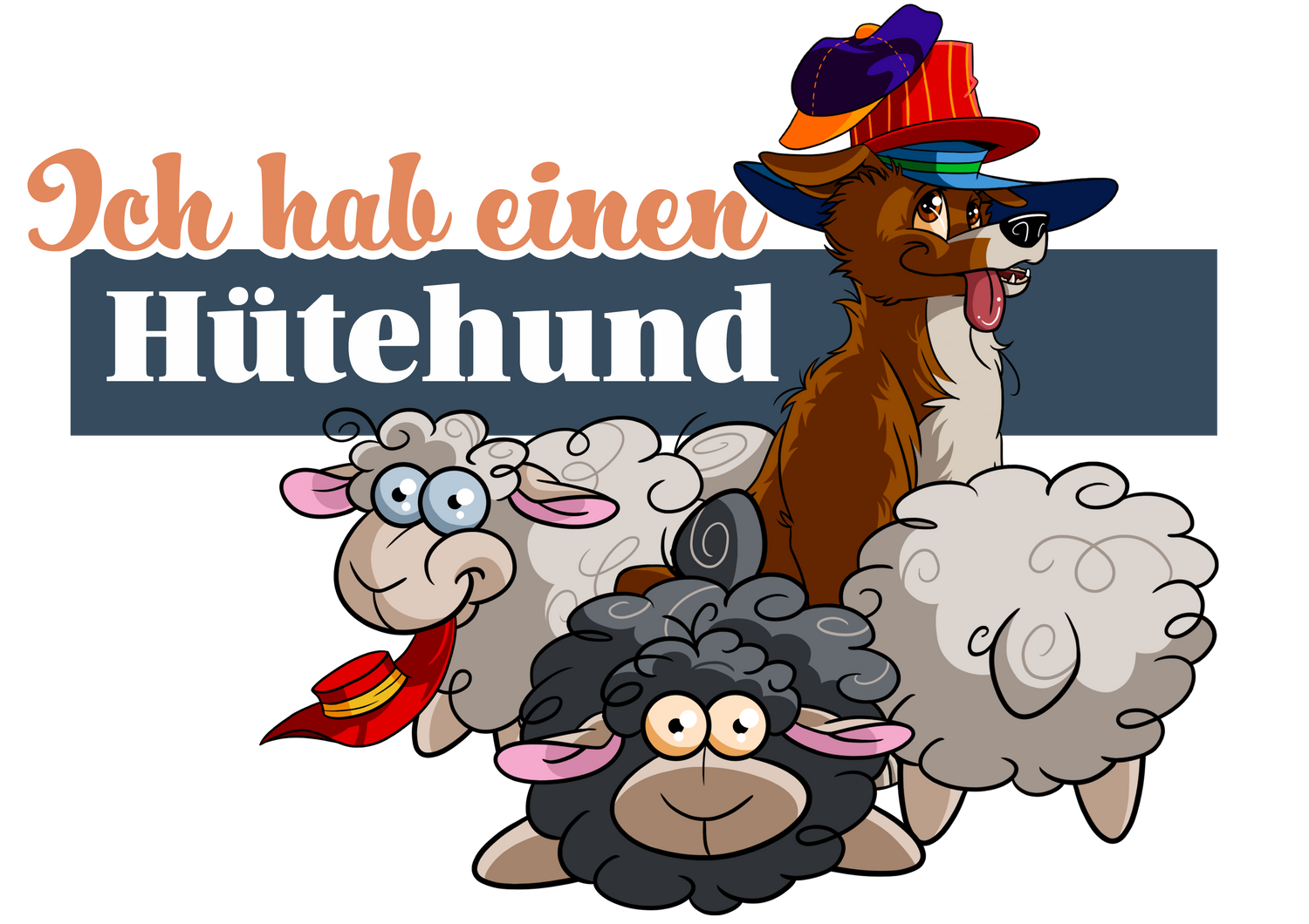 Fröhliche Hütehunde - Niedliche, bunte Schäferhunde und Schafe