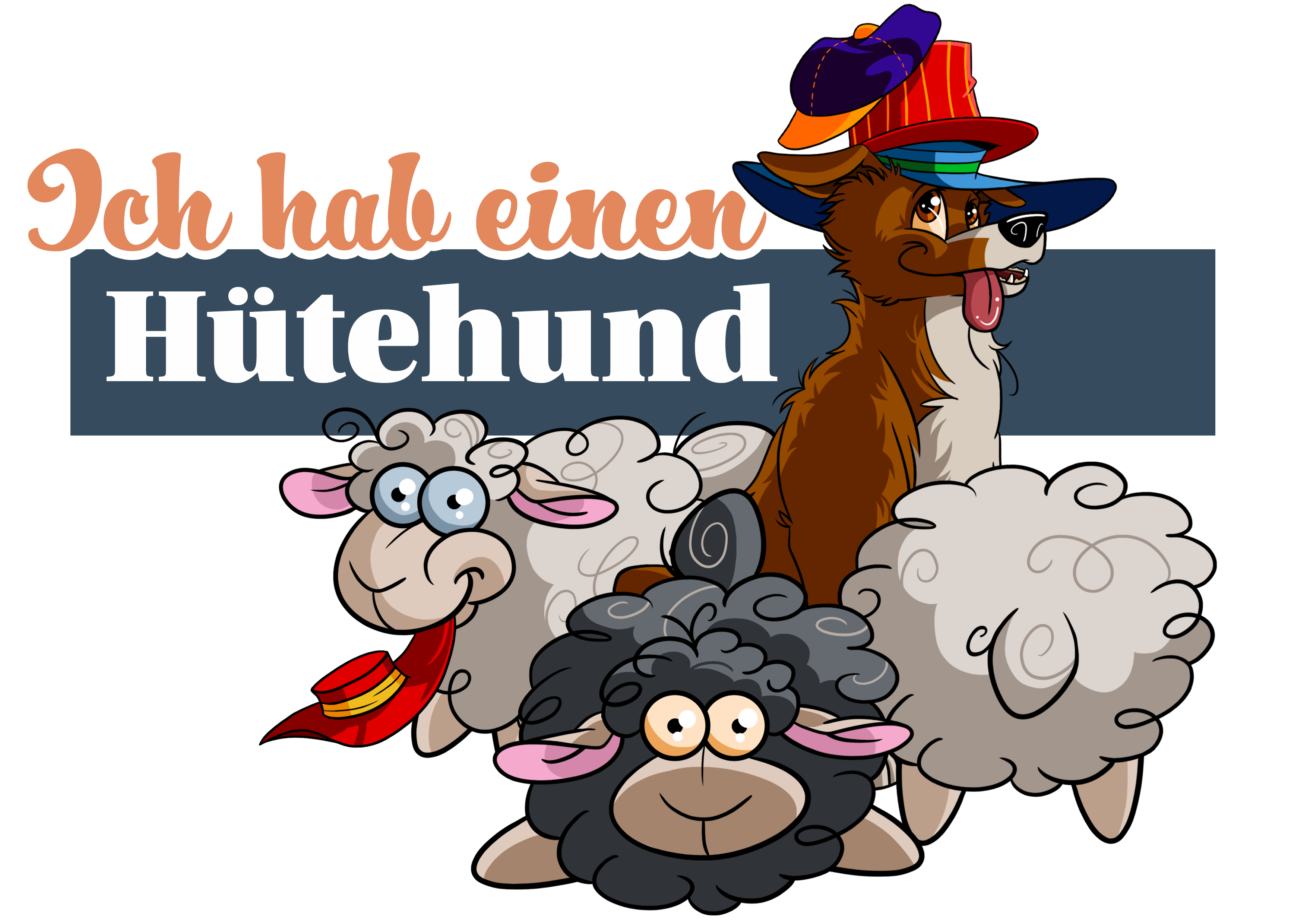 Fröhliche Hütehunde - Niedliche, bunte Schäferhunde und Schafe
