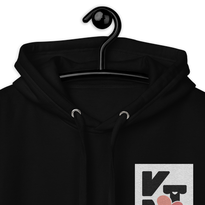 Schwarzer Unisex-Kapuzenpullover "Heartwarming" mit Klexgetier-Logo. Warmes und weiches Material für angenehmen Tragekomfort. Ideale Wahl für Hundeliebhaber und Sportbegeisterte.