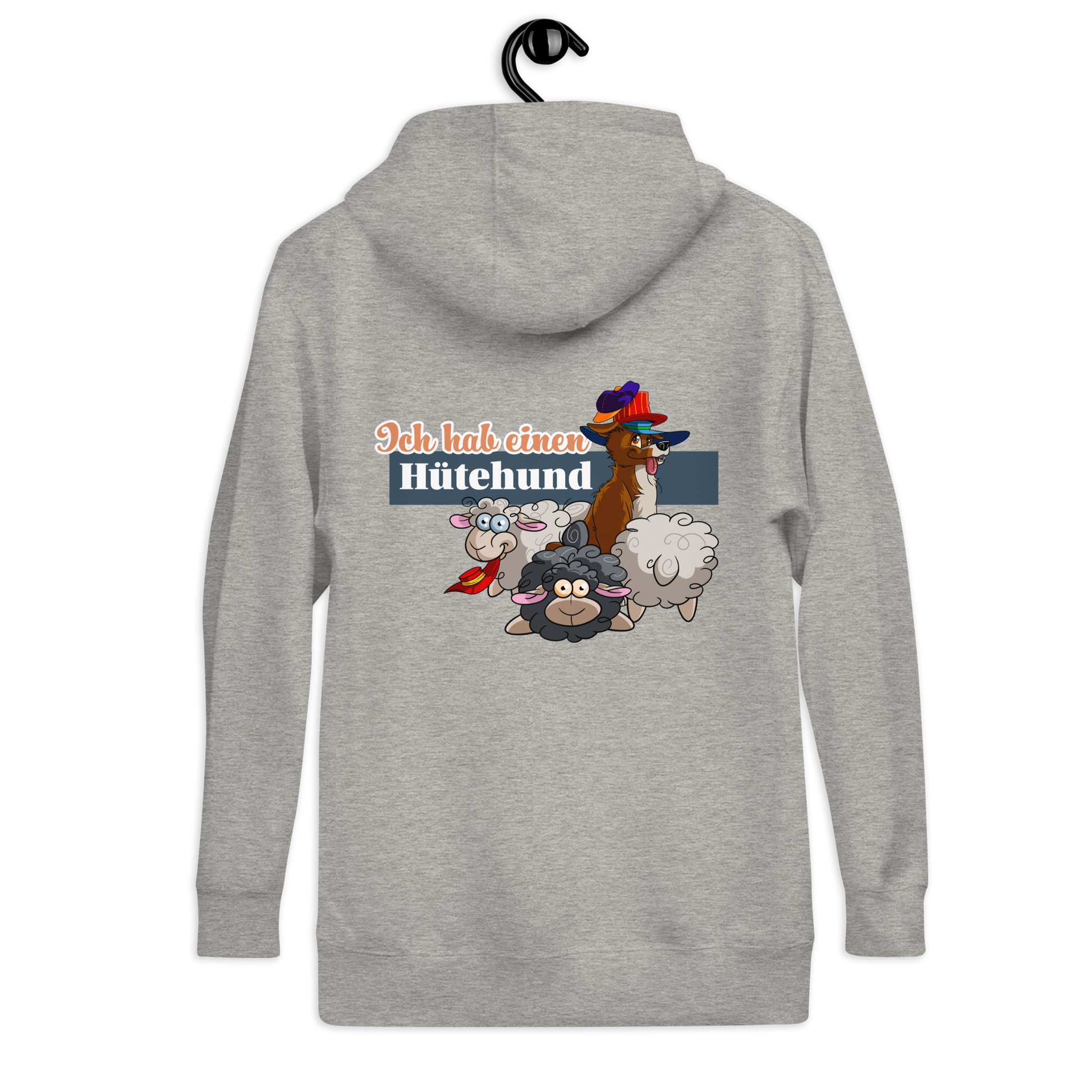 Unisex-Kapuzenpullover "Hütehund" von Klexgetier
Ein grauer, bequemer Kapuzenpullover mit niedlicher Grafik von einem Hirthund und anderen Haustieren. Ideal für Hundebesitzer und Sportbegeisterte in der Klexgetier Webshop-Community.