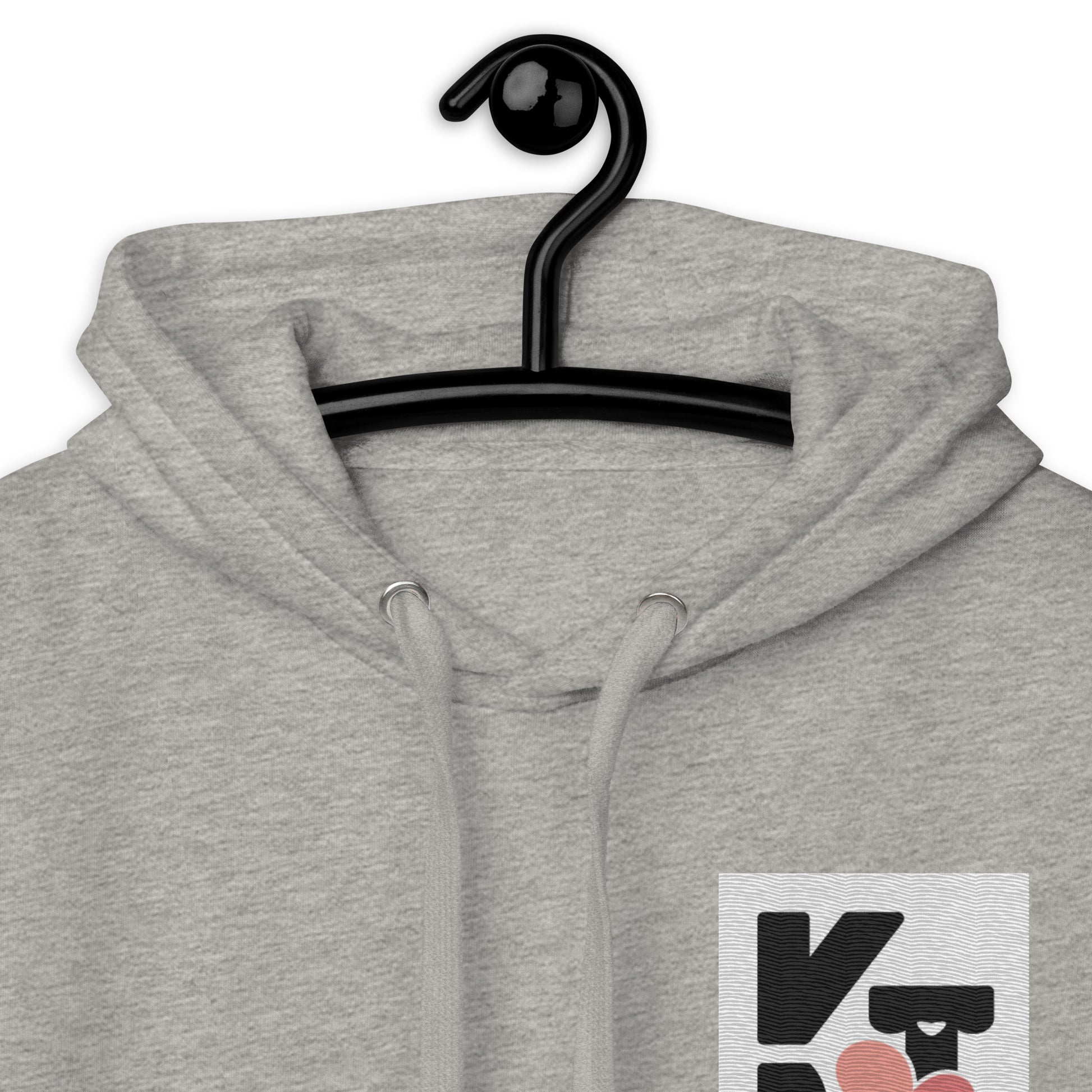 Grau melierter Unisex-Kapuzenpullover mit Klexgetier-Logo