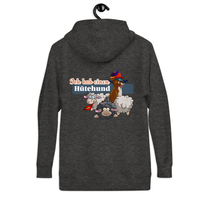 Unisex-Kapuzenpullover mit Hütehund-Motiv
Hochwertiger, dunkelgrauer Kapuzenpullover mit auffälligem Hütehund-Aufdruck. Das Motiv zeigt eine lustige Hundekarikatur inmitten von Schafen. Ein modisches Kleidungsstück für Hundeliebhaber und Sportbegeisterte.