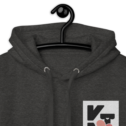 Grauer Unisex-Kapuzenpullover mit Klexgetier-Logo