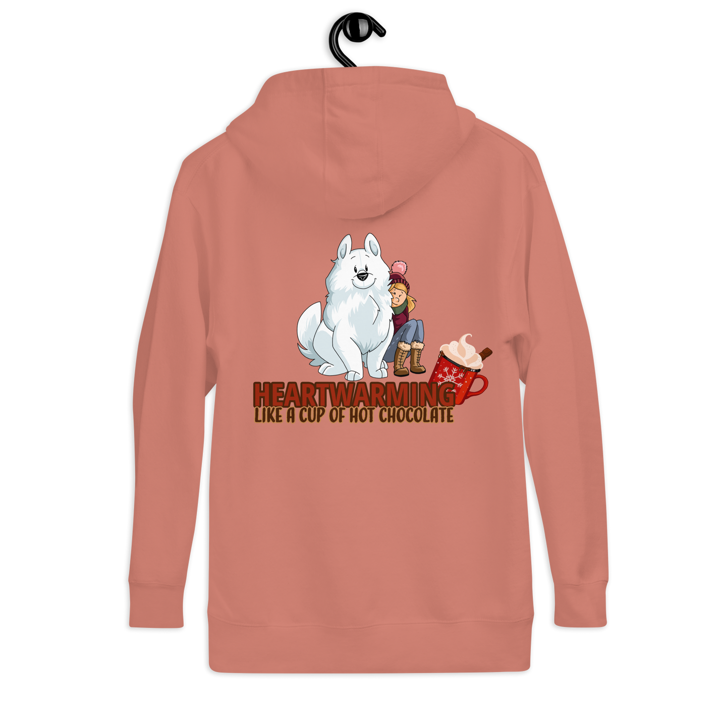 Unisex-Kapuzenpullover "Heartwarming" - ein sportlicher Fleecepullover mit plüschigem Bärenmotiv und Aufschrift im Stil eines Hundesports-Shops namens Klexgetier.