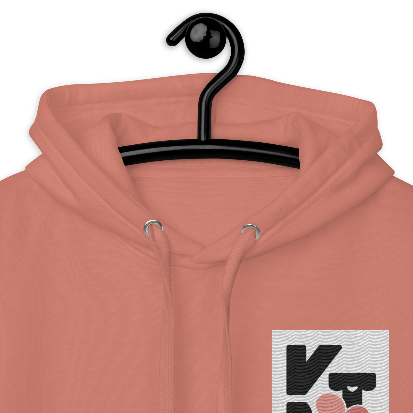 Modischer Unisex-Kapuzenpullover "Heartwarming" in leuchtendem Korallrot mit grafischem Logo-Design der Marke Klexgetier für Hundeliebhaber und Sportbegeisterte.