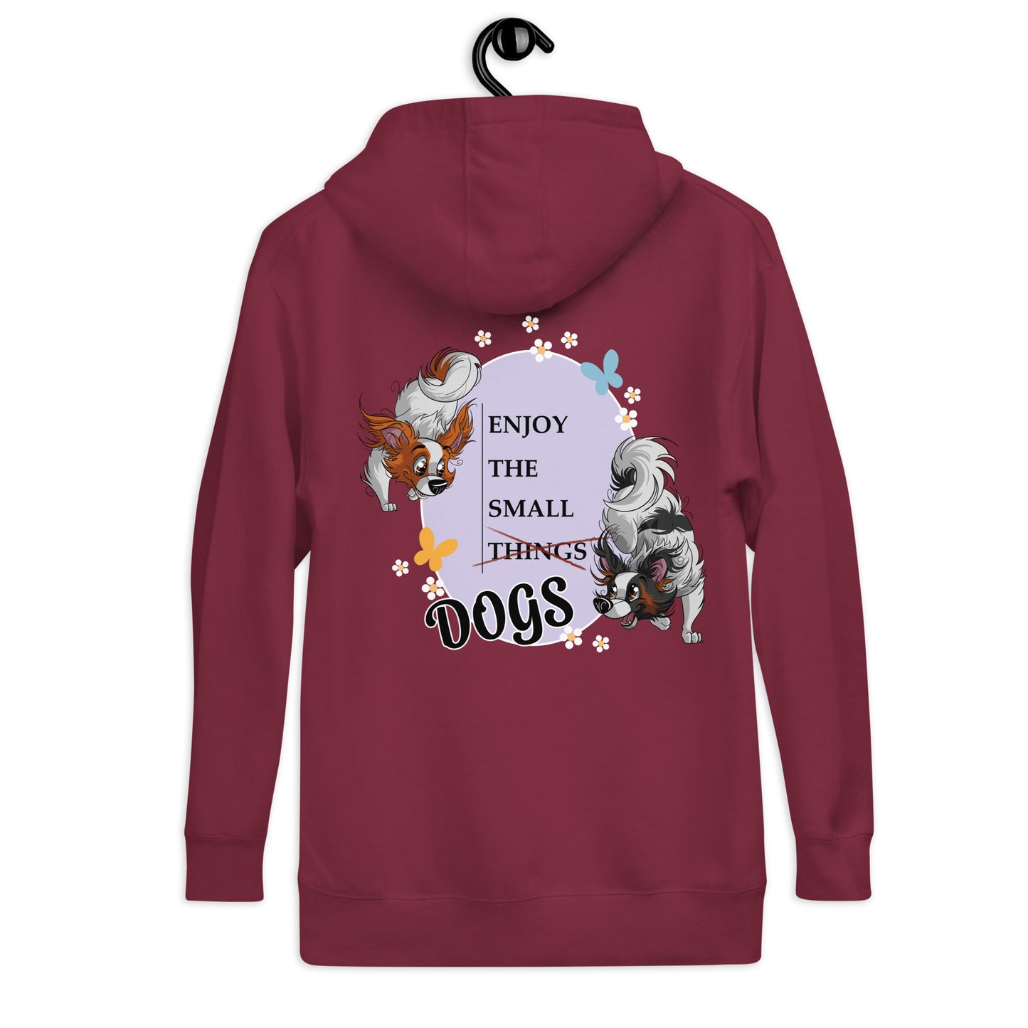 Unisex-Kapuzenpullover mit Motiv von zwei Chihuahua-Hunden und der Aufschrift "Enjoy the small things DOGS"