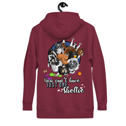 Stylischer Unisex-Kapuzenpullover "Just one Sheltie" mit süßen Hunde-Motiven, der Hundefreude ausstrahlt. Ideal für Sportbegeisterte und Hundeliebhaber, die ihren individuellen Look zeigen möchten.