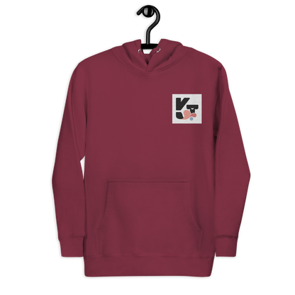 Hochwertige Unisex-Kapuzensweatshirts mit dem markanten Klexgetier-Logo in Bordeaux-Rot für Hundeliebhaber und Agility-Fans.