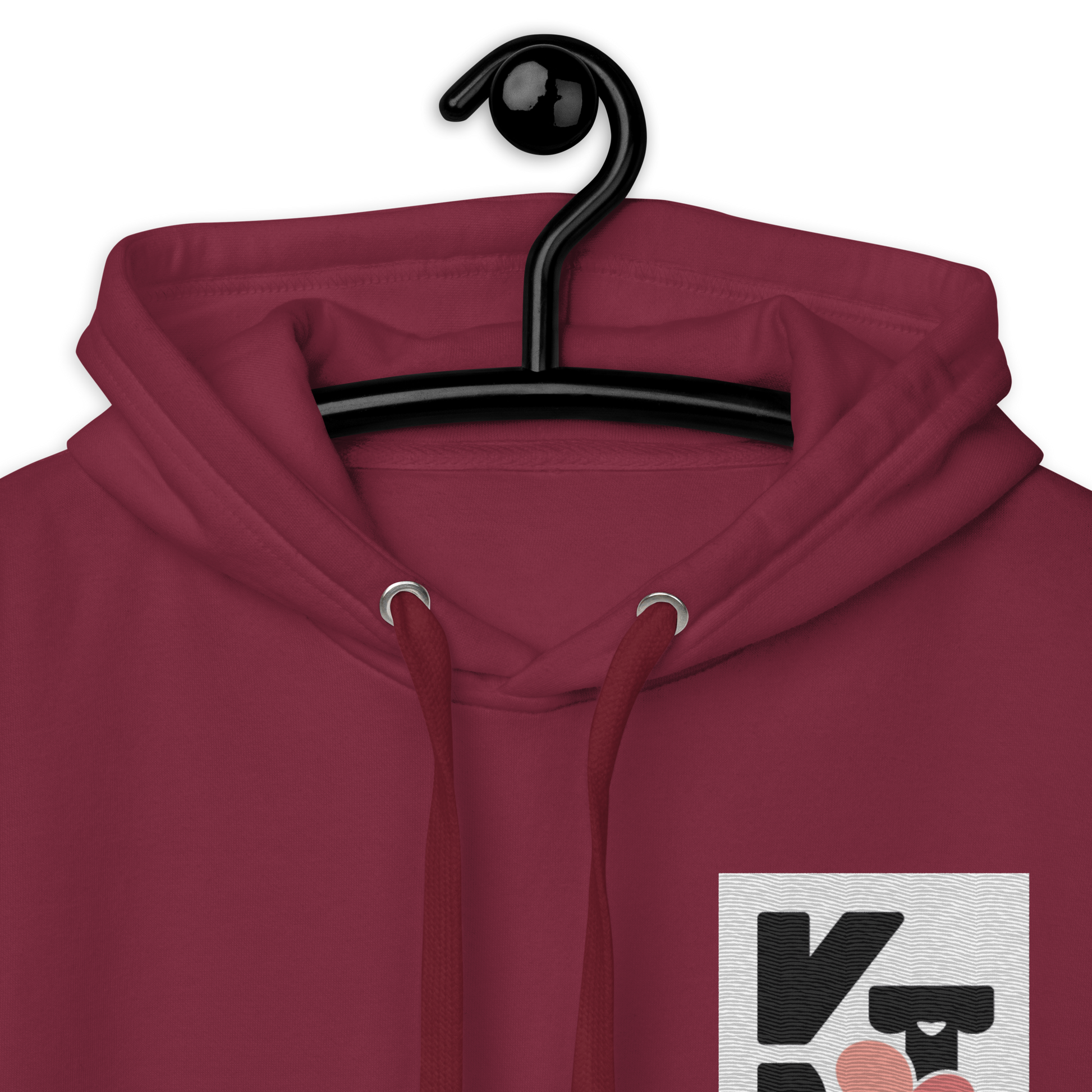 Unisex-Kapuzenpullover "Wip Wip Hurra" - hochwertiger Hoodie in elegantem Dunkelrot mit auffälligem Klexgetier Logo für Hundeliebhaber und Sportbegeisterte.