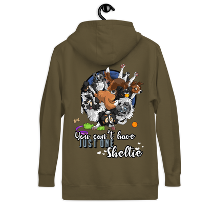 Unisex-Kapuzenpullover mit "Just one Sheltie"-Motiv