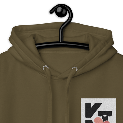 Beige Kapuzenpullover "Wip Wip Hurra" mit Klexgetier-Logo aus der Sportbekleidungskollektion für Hundebesitzer und Agility-Sportler.