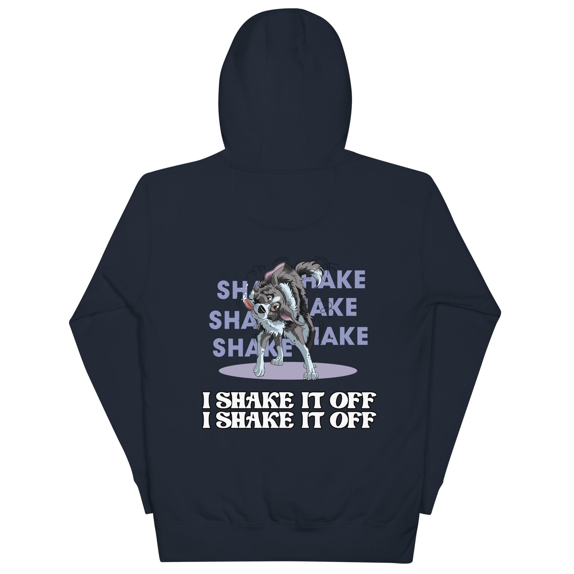 Unisex-Kapuzenpullover "Shake it" von Klexgetier
Stylischer Hoodie mit großem Grafikdruck eines Hundes, der den Slogan "I shake it off, I shake it off" zeigt.