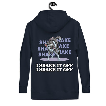 Unisex-Kapuzenpullover "Shake it" von Klexgetier
Schwarzer Pullover mit Schriftzug "Shake it" und Hundemotiv