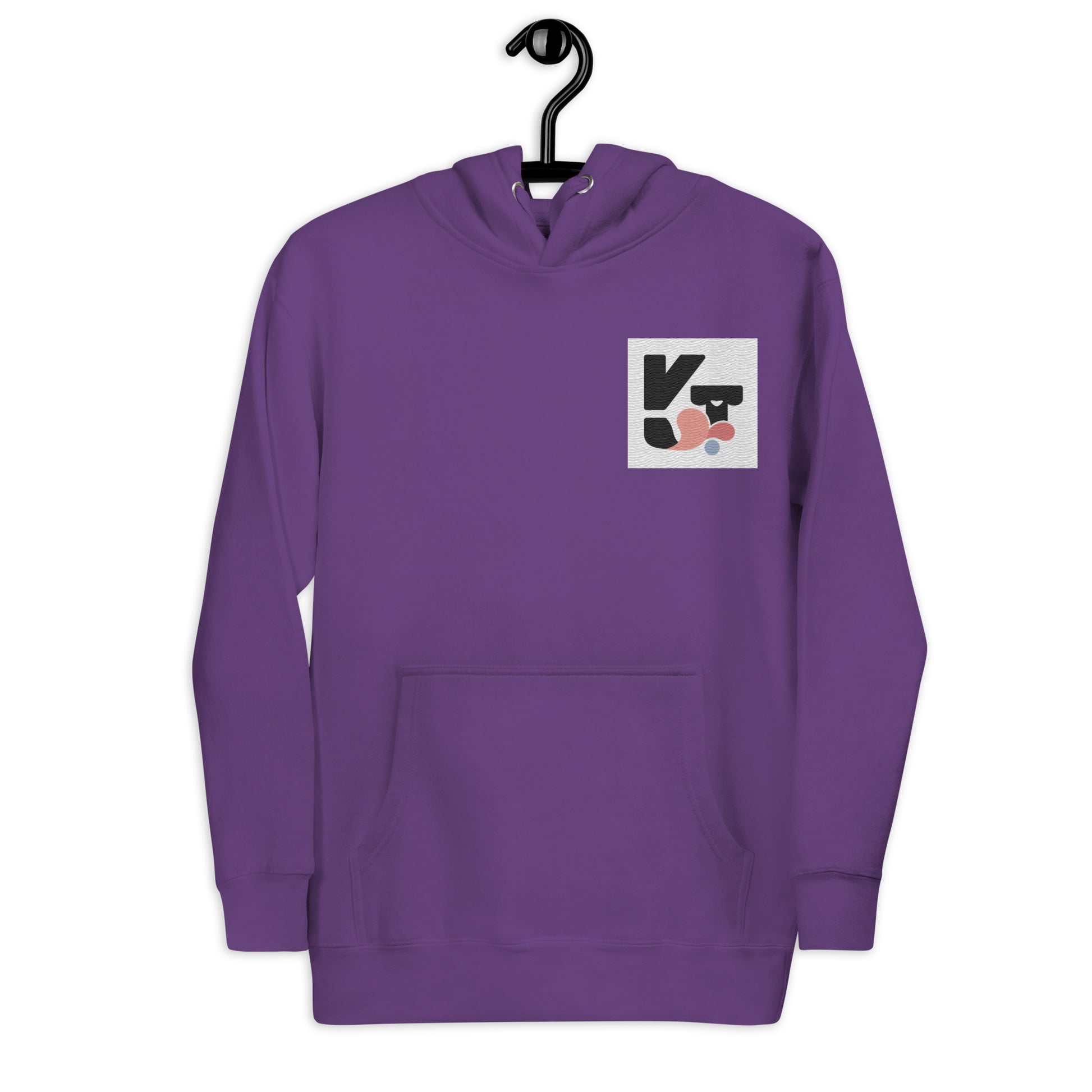 Modischer Unisex-Kapuzenpullover in einem eleganten Violett mit dem markanten "Klexgetier"-Logo in einem modernen, abstrakten Design. Das hochwertige Sweatshirt bietet Tragekomfort für aktive Hundesportler oder Fans des Markenauftritts.