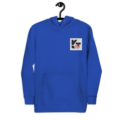 Unisex-Kapuzenpullover "Hütehund" von Klexgetier
Ein blauer Unisex-Kapuzenpullover mit einem Grafikpatch des Klexgetier-Logos in einem quadratischen Rahmen.