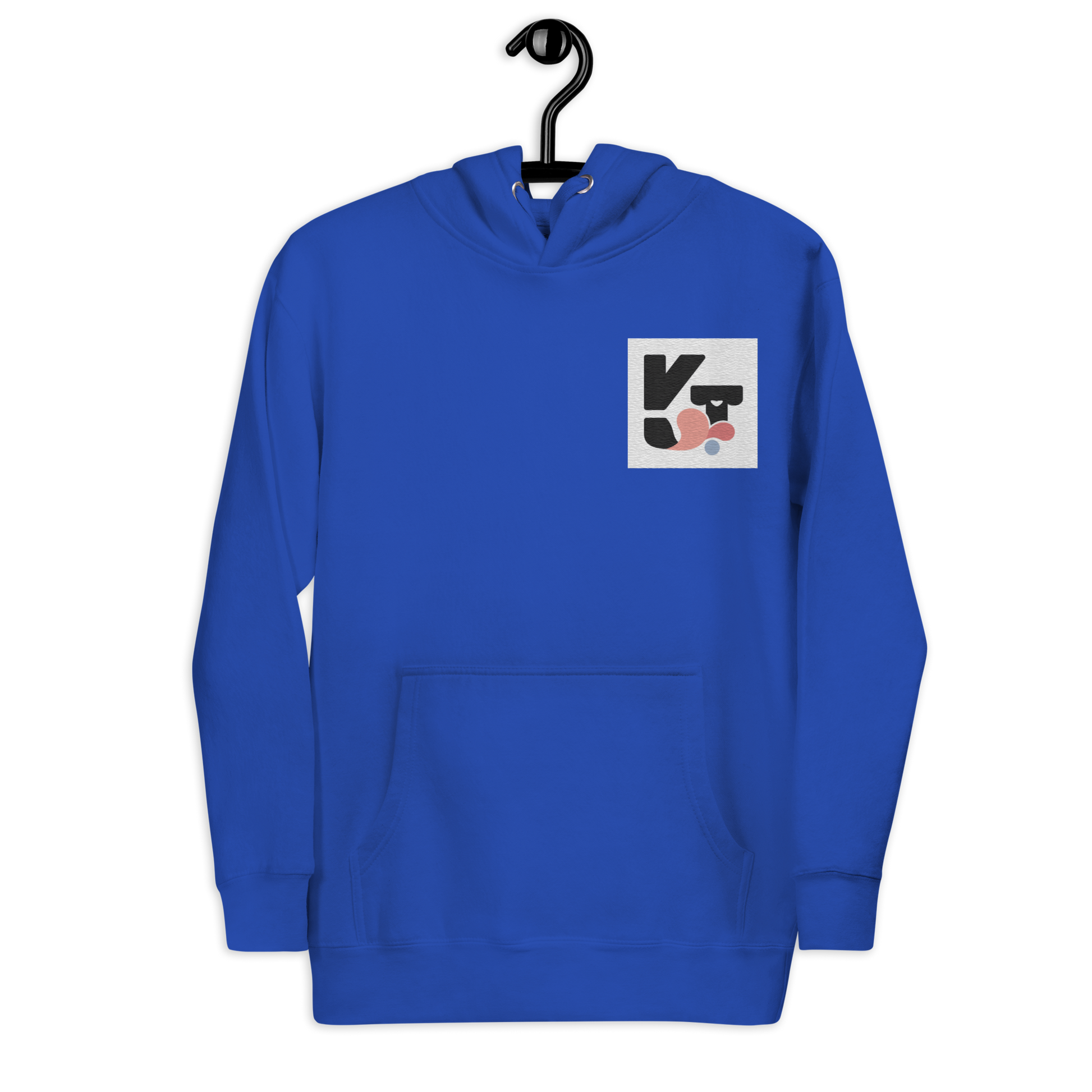 Unisex-Kapuzenpullover "Wip Wip Hurra" in blauer Farbe mit Markenlogo von Klexgetier. Modisches und sportliches Design für Hundefreunde und Agility-Fans.