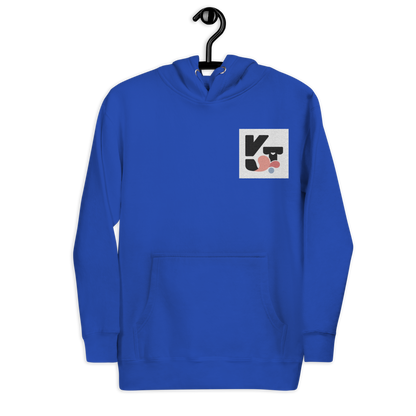 Unisex-Kapuzenpullover "Wip Wip Hurra" in blauer Farbe mit Markenlogo von Klexgetier. Modisches und sportliches Design für Hundefreunde und Agility-Fans.