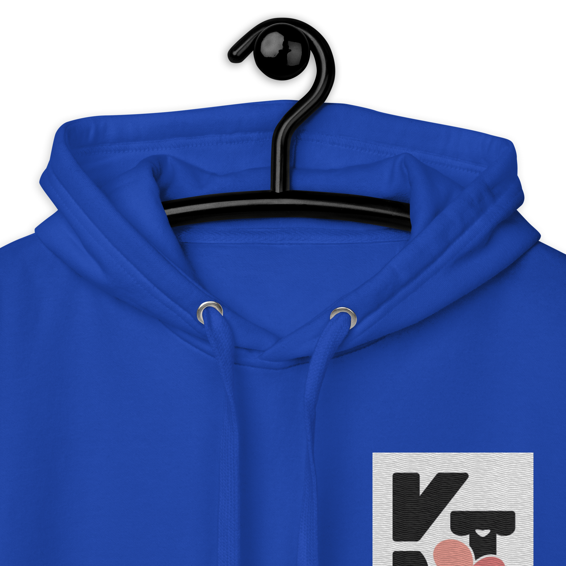 Unisex-Kapuzenpullover in leuchtend blauer Farbe mit Klexgetier-Logo für Hundeliebhaber und Sportbegeisterte der Marke Klexgetier.