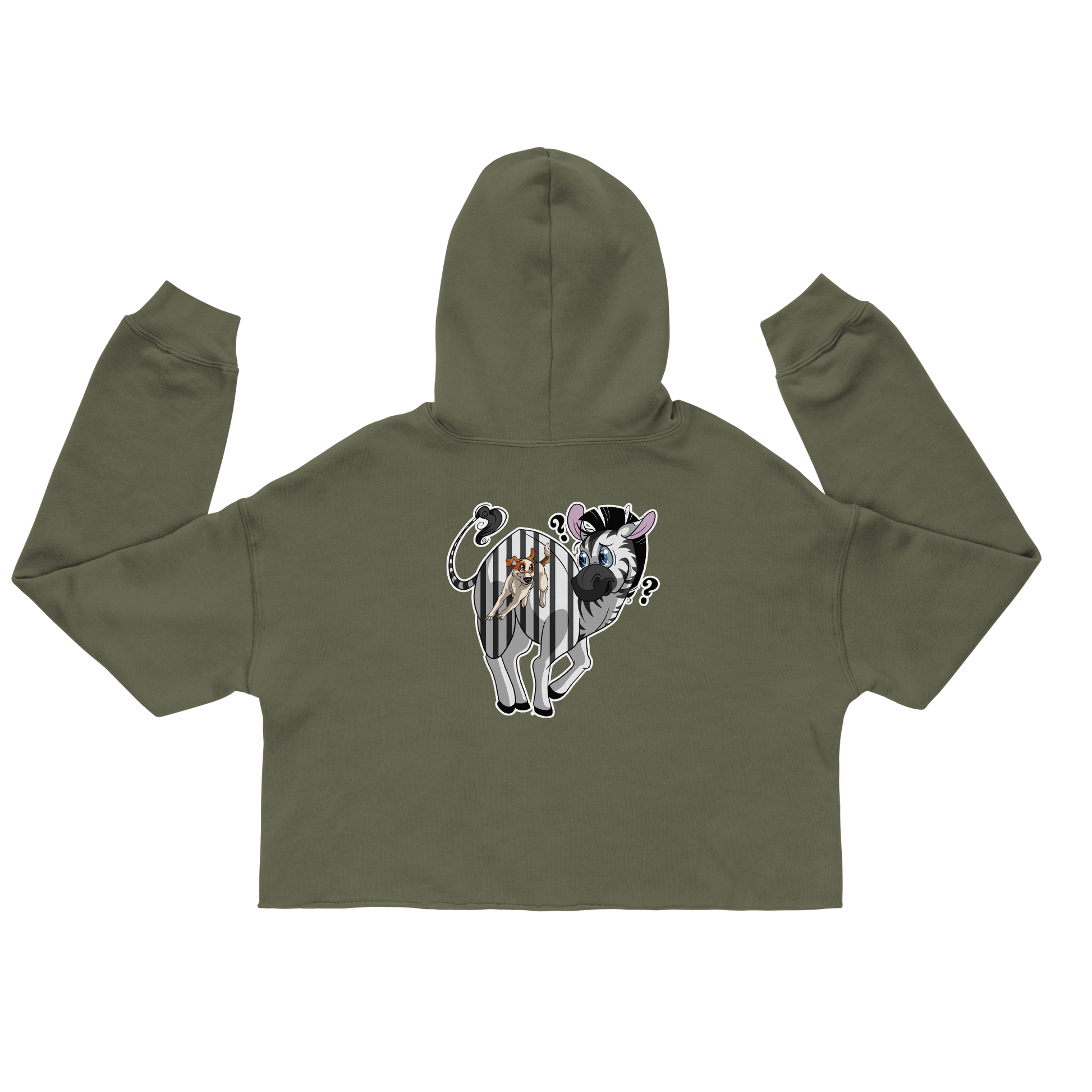 Crop-Hoodie "Zebra" - Trendiger Pullover mit Kapuze, gefertigt aus hochwertigem Material. Das auffallende Zebraprint-Design verleiht dem Piece seinen einzigartigen Stil. Perfekt für sportliche und lässige Outfits von Hundebesitzern und Agility-Fans.