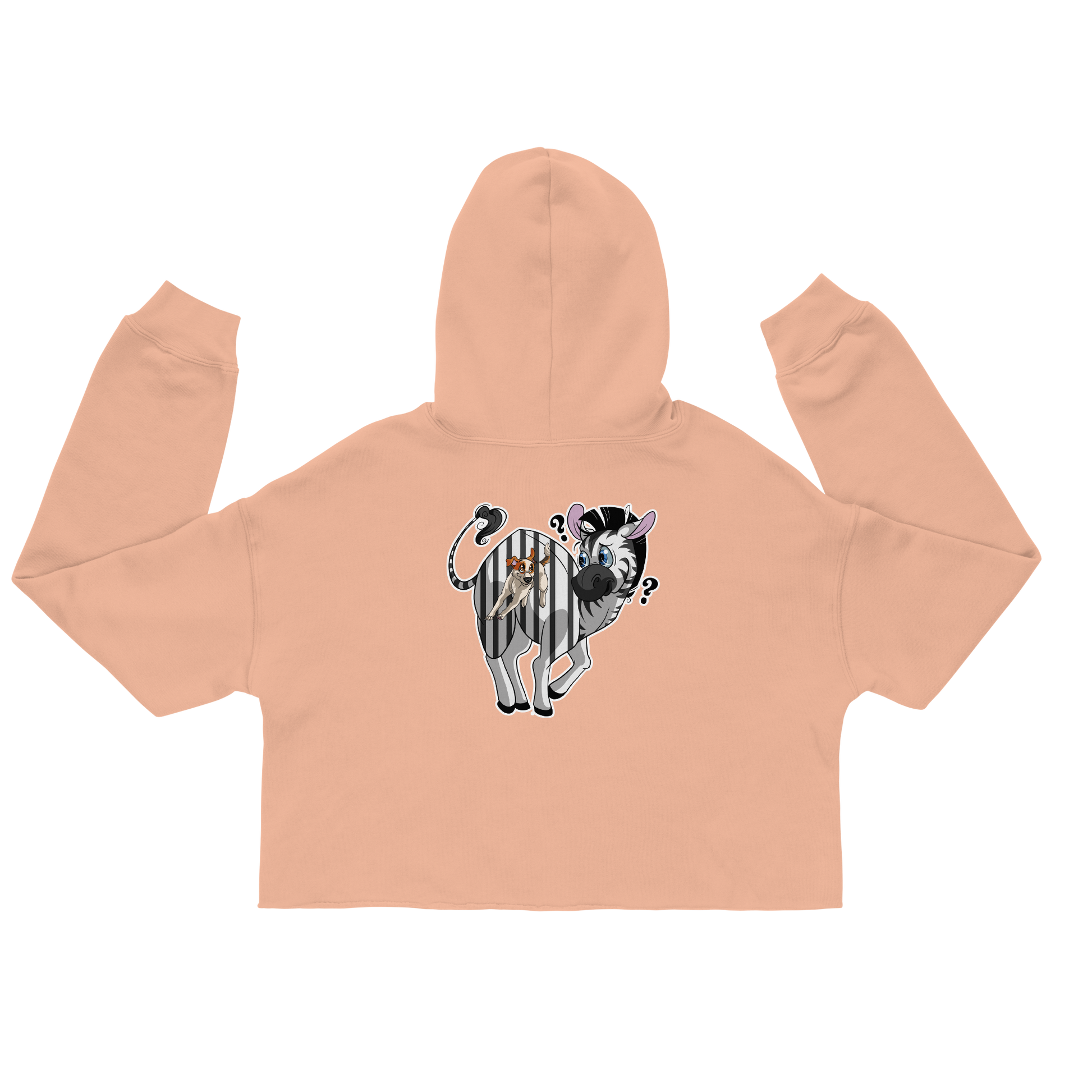 Baumwoll-Crop-Hoodie in zartem Rosé mit schwarzem Zebra-Motiv vom Modelabel Klexgetier