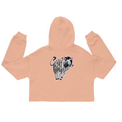 Baumwoll-Crop-Hoodie in zartem Rosé mit schwarzem Zebra-Motiv vom Modelabel Klexgetier