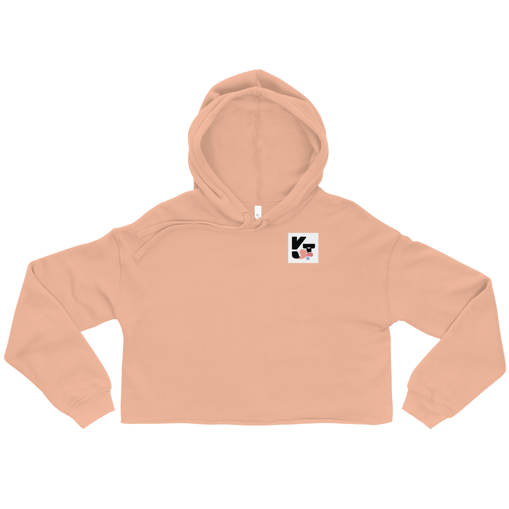 Crop-Hoodie "Tunnel Malinois" von Klexgetier - ein sportliches, orangenfarbenes Oberteil mit Kapuze und dem markanten Logo der Marke.