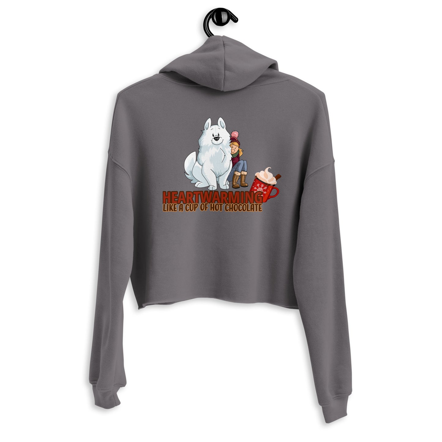 Stilvoller Crop-Hoodie "Heartwarming" mit niedlicher Mumins-Grafik und stimmungsvollem Design von der Marke Klexgetier, einem Onlineshop für Hunde-Fans und Sportbegeisterte.