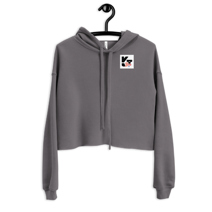 Sportiver Crop-Hoodie "Hütehund" von Klexgetier - Bequemer Oberteil mit praktischer Kapuze und markanter Logo-Applikation für aktive Hundeliebhaber.