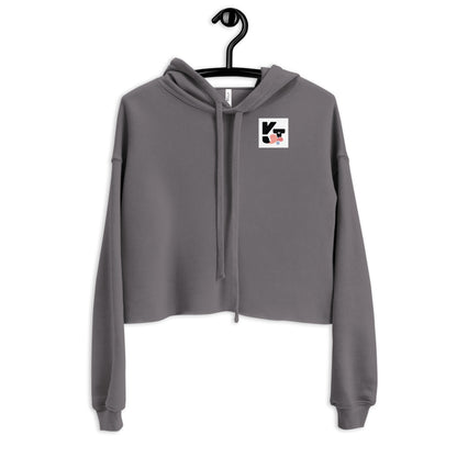 Modischer Crop-Hoodie "Heartwarming" von der Outdoormarke Klexgetier. Das Sweatshirt in grauer Farbe ist mit dem Firmenlogo versehen und bietet einen stylischen und sportlichen Look für Hundeliebhaber und Agility-Enthusiasten.